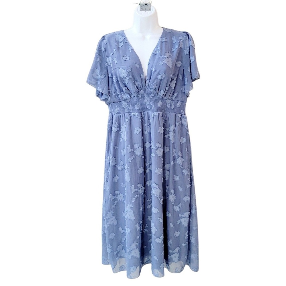 BALTIC BORN XL Blue June Smocked Midi Dress Women